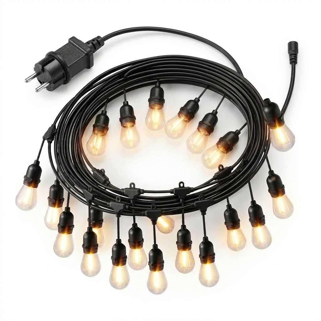 Girlanda ogrodowa świetlna łańcuch 20 x LED 20m lampki ogrodowe 9W