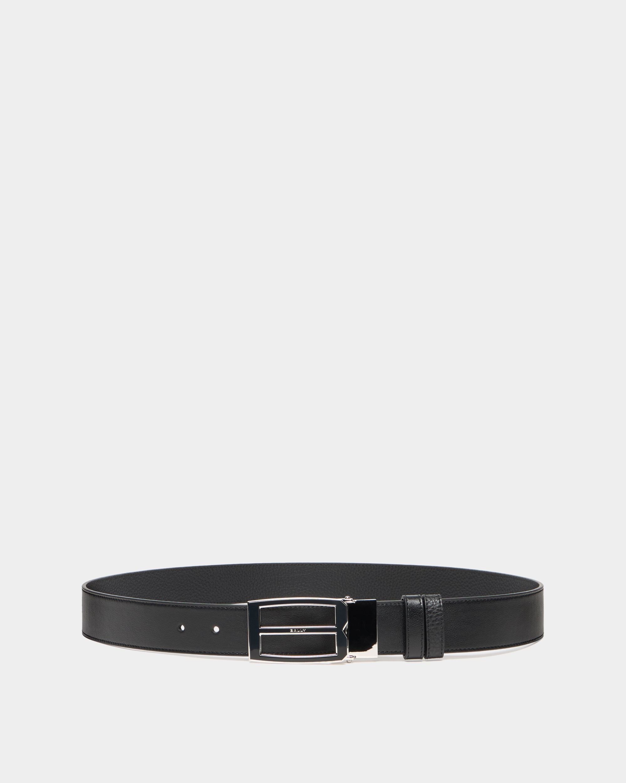Verstellbarer Wendegürtel Bally Iconic Buckle aus schwarzem Leder