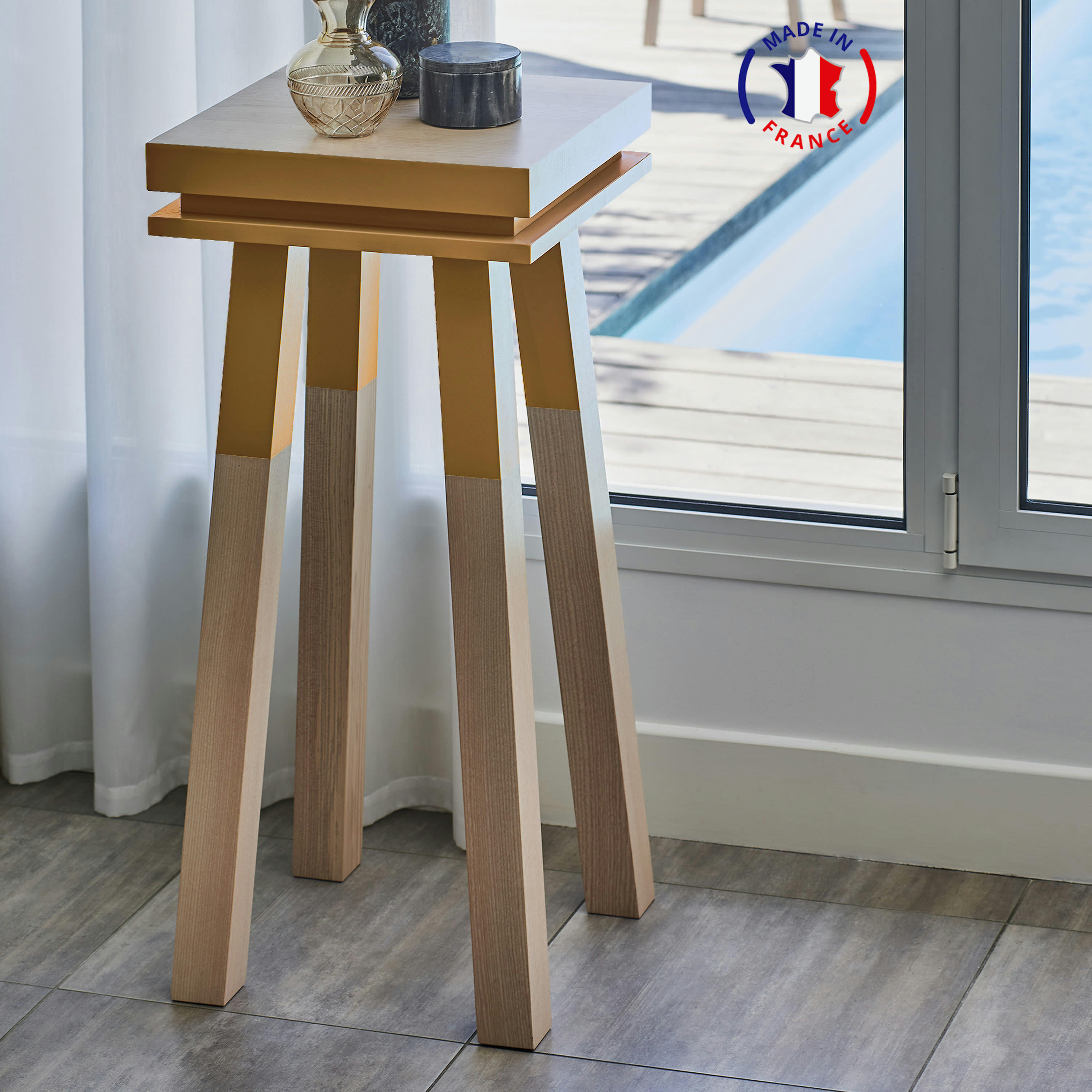 EGEE - Stèle Guéridon plateau 40 cm, 100%  frêne massif