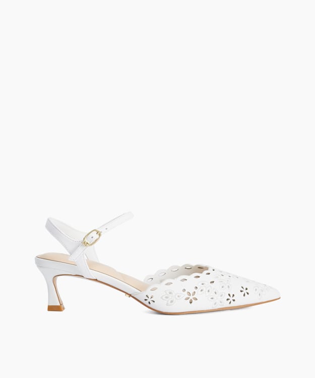 Convincing White - Laser Cut Open Court Shoes