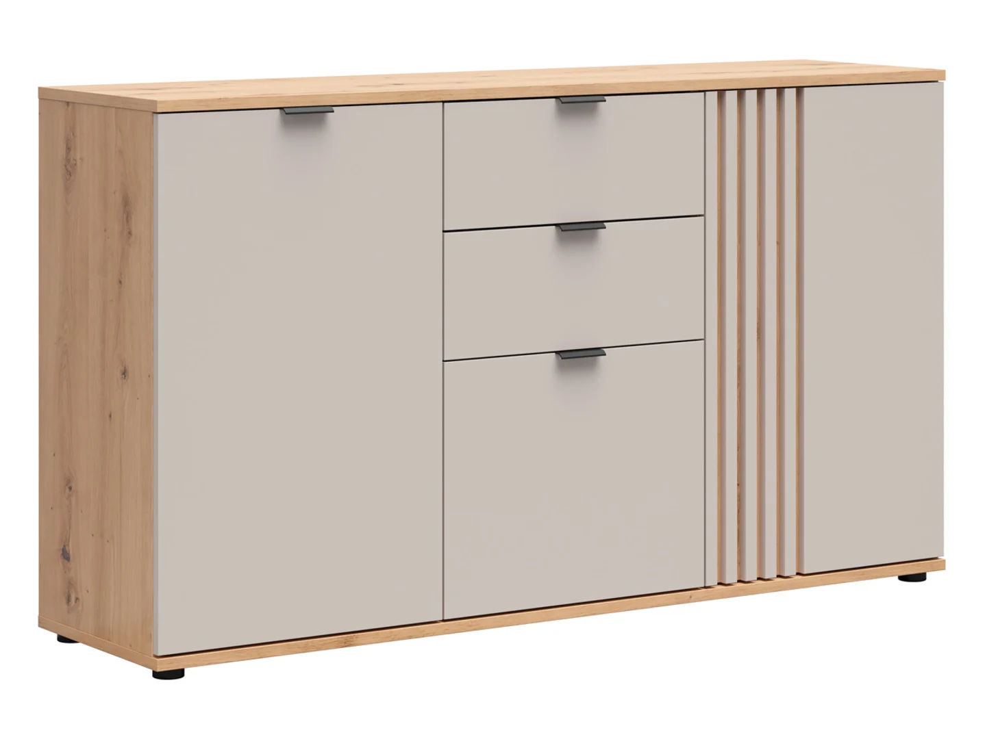 Komoda Brevas 150 cm z 3 drzwiami i 2 szufladami dąb artisan/kaszmir