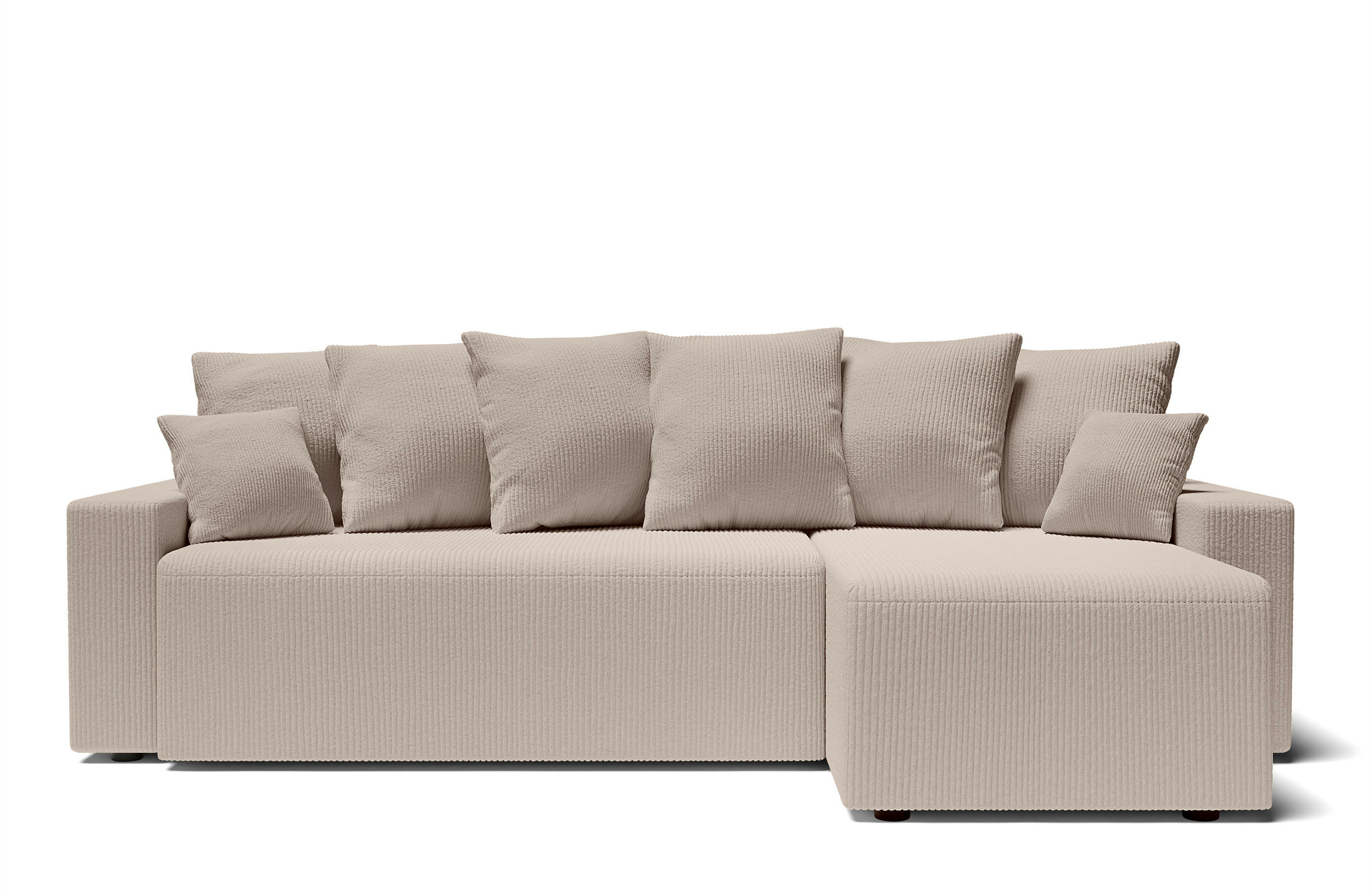 ALMA - Canapé d'angle convertible en velours côtelé 4 places grège