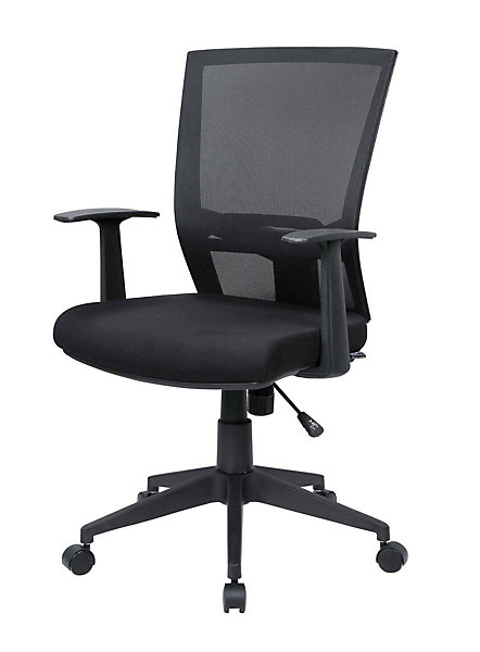 Chaise à roulettes Eulalia, Fauteuil de direction en maille avec accoudoirs, Siège de bureau ergonomique, 59x64h96/106 cm, Noir