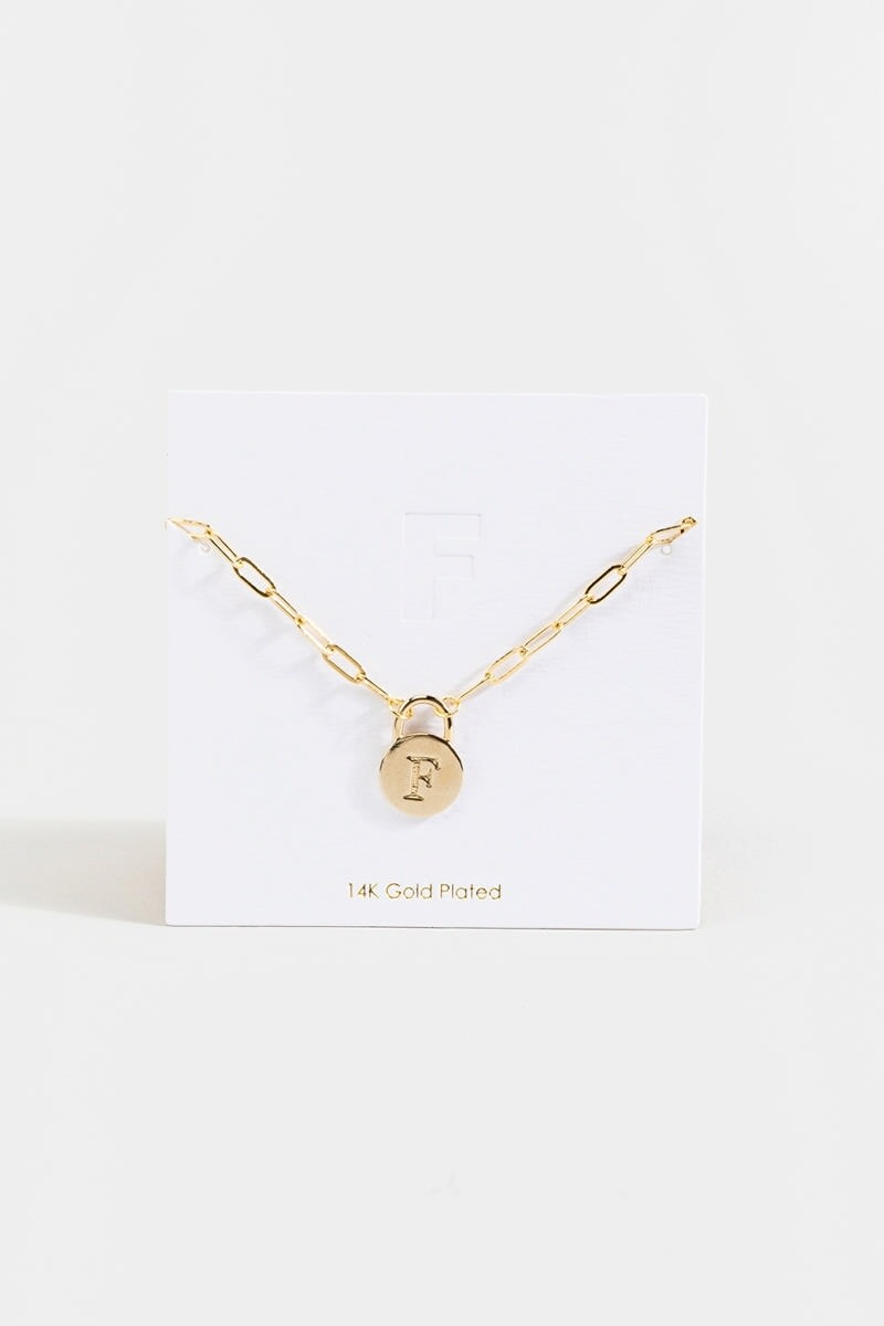 Initial Curb Chain Pendant Necklace Gold