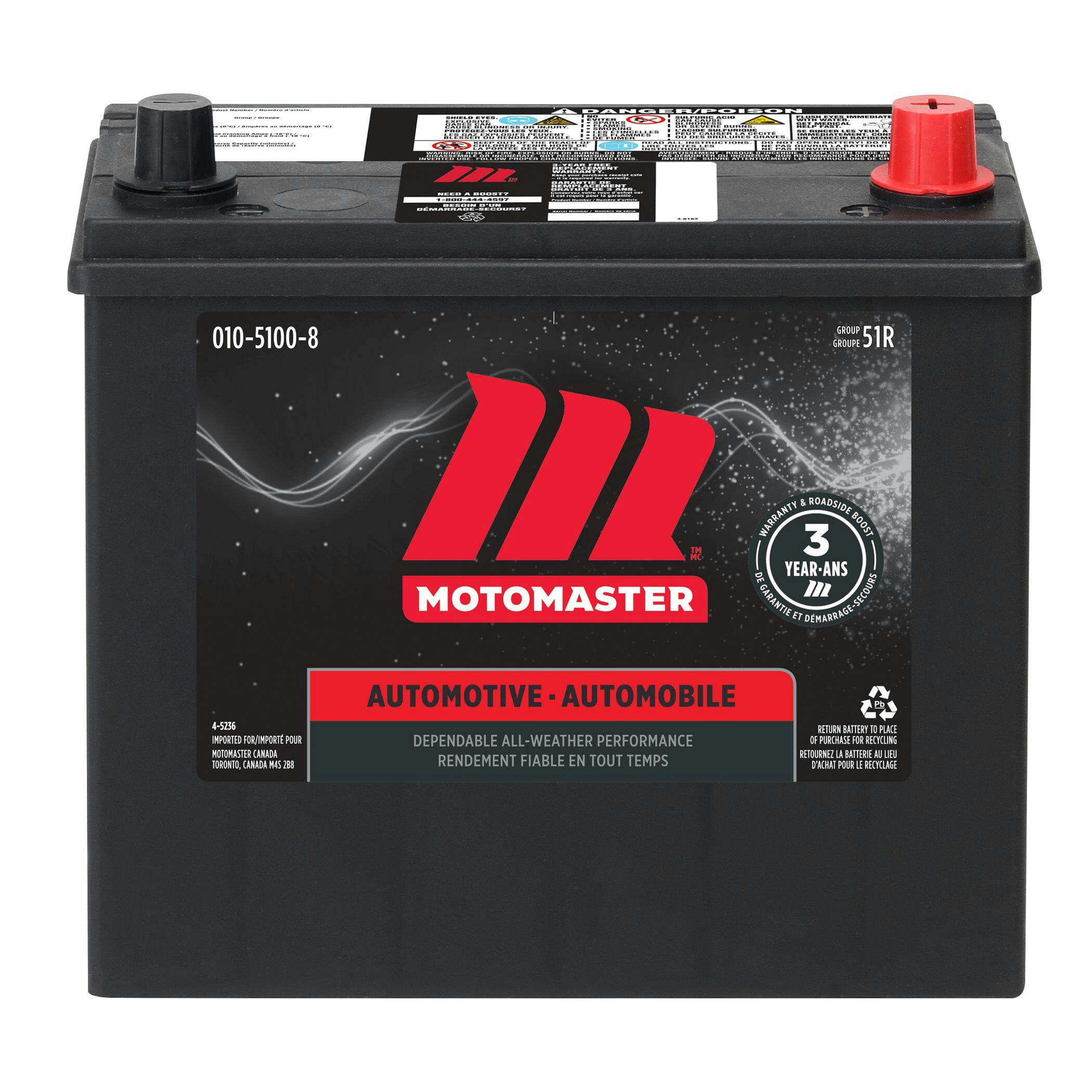 MOTOMASTER Group Size 51R Battery, 450 CCA