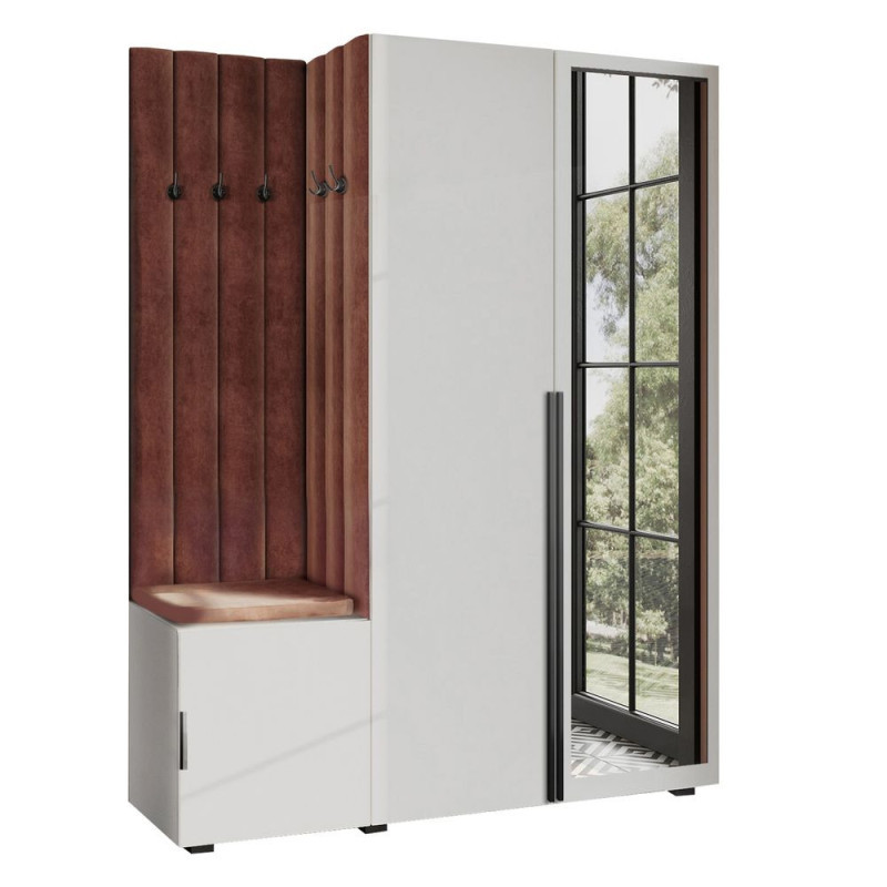 Garderoba Aria w7 szara z lustrem hexa czarna/16