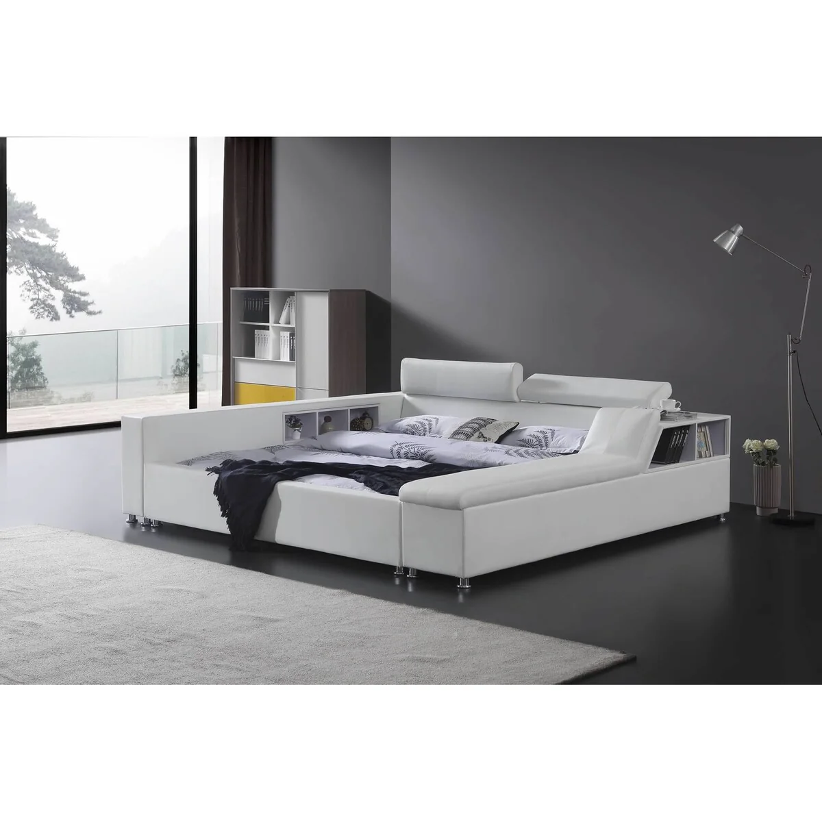 Greatime Modern Faux Leather Oversized Storage Platform Bed