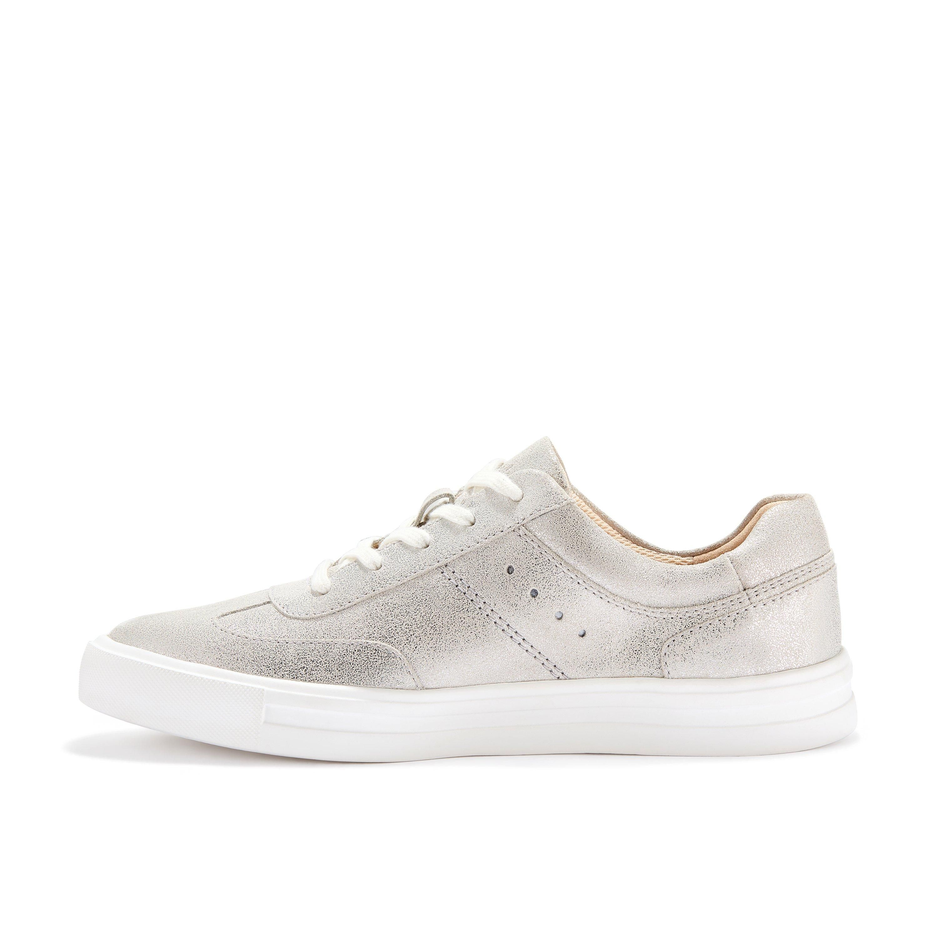 Clarks Makea Court Metallic Leather Trainers