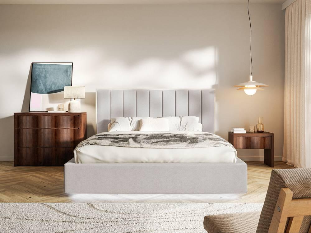 Bedframe Taavi chenille met opbergruimte en verlichting 160 x 200 cm