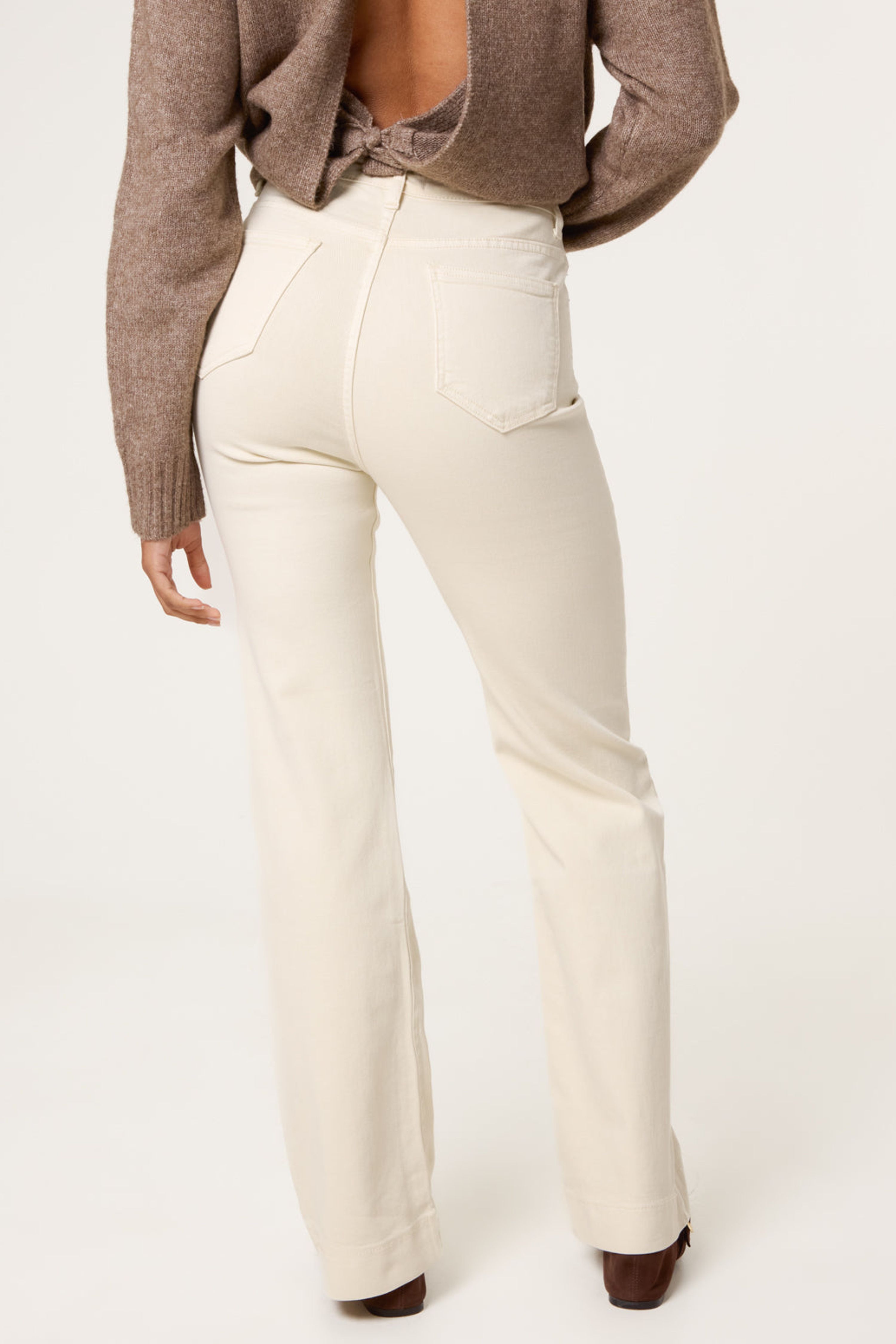 Blue Vanilla Off White Wide Leg Deep Hem Jeans