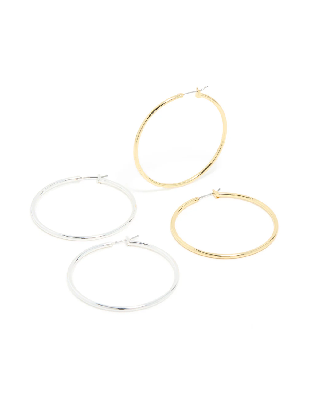 Mixed Metal Plated Large Thin Hoop Earrings 2-Pack