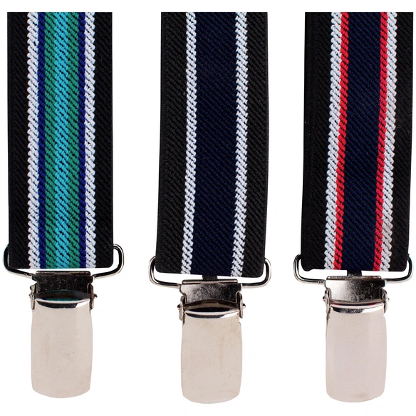 Hosenträger, schwarz/weiß/petrolfarben, Polyester/Elastodien