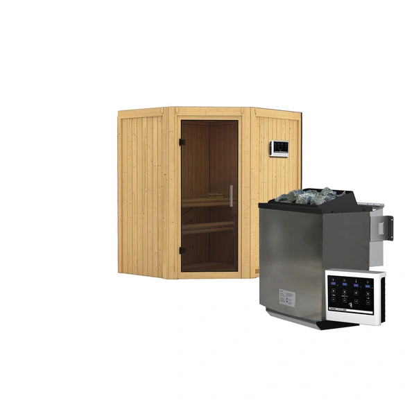 Sauna »Narva«, inkl. 9 kW Bio-Kombi-Saunaofen mit externer Steuerung, für 3 Personen