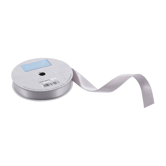 Trimits Silver Double-Faced Satin Ribbon by the Metre 15mm