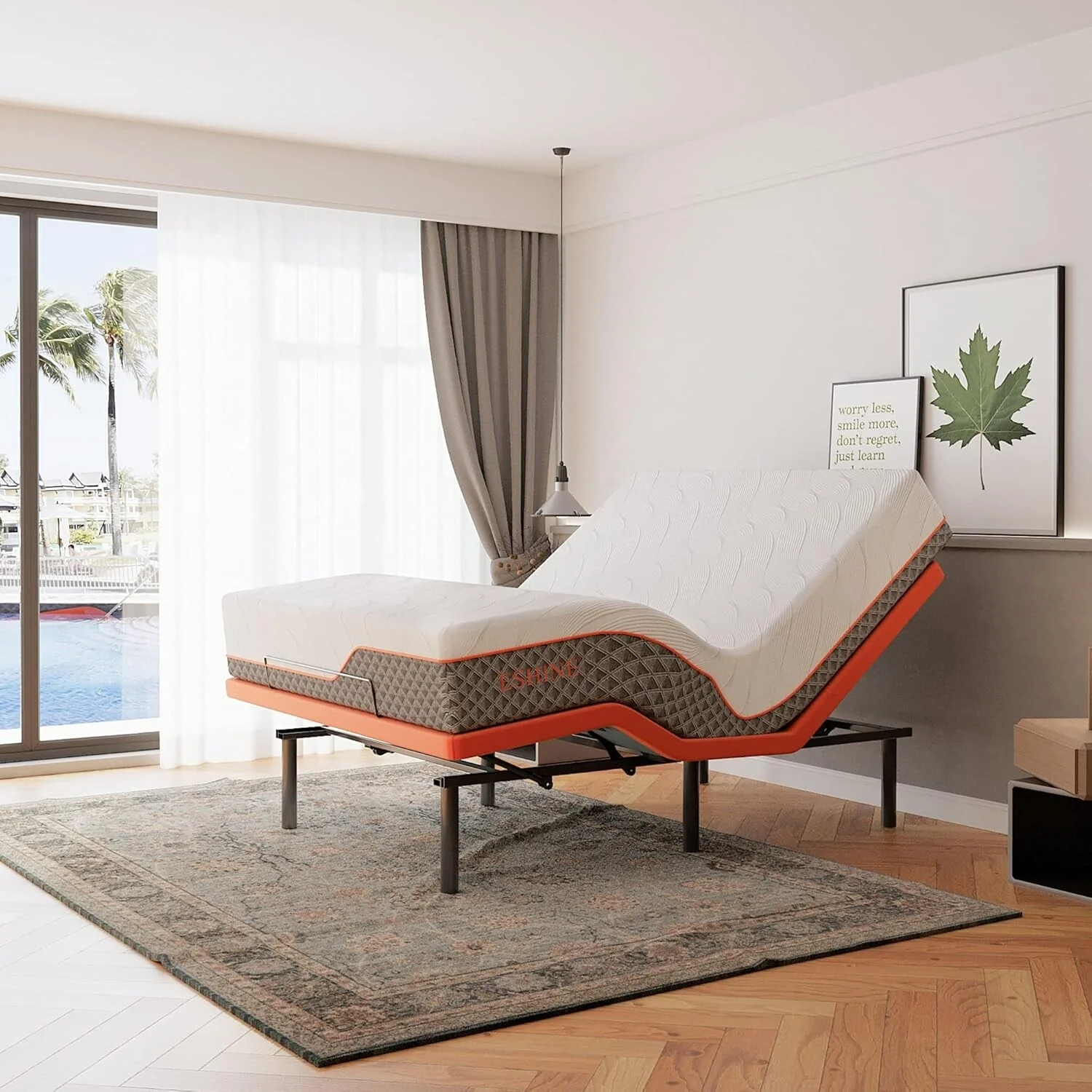 ESHINE Adjustable Bed Frame - 12 inch Hybrid Memory Foam Mattress 3000 Series