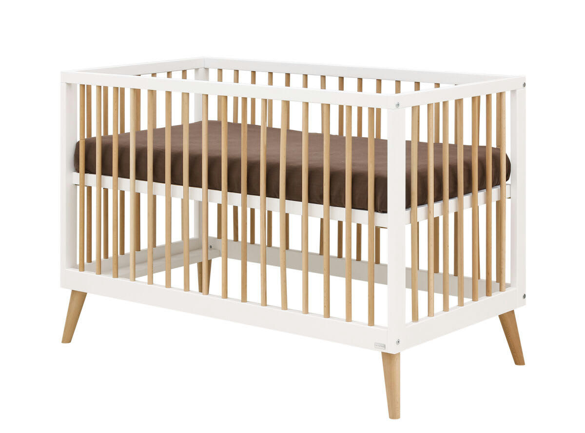 JORT - Lit 60x120 en MDF et hêtre blanc