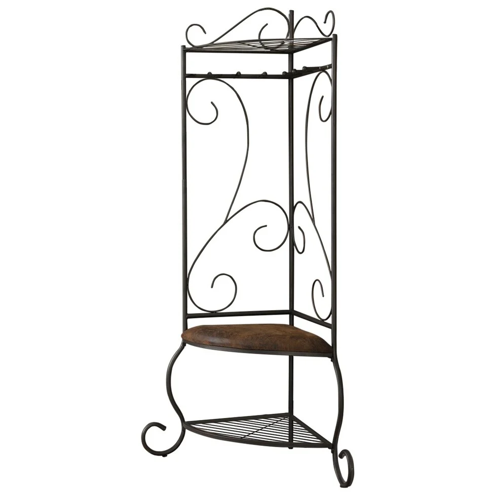 Pewter Metal Corner Hall Tree Bench