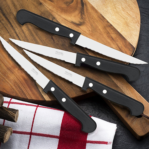 2 rivets - Lot de 12 couteaux steak Inox et Noir - Polypro par Pradel Essentiel