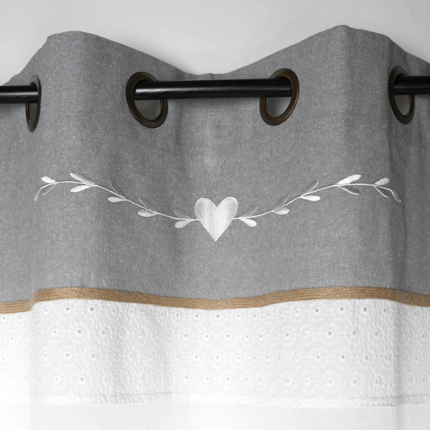 - Voilage tamisant esprit romantique polyester blanc 260 x 140