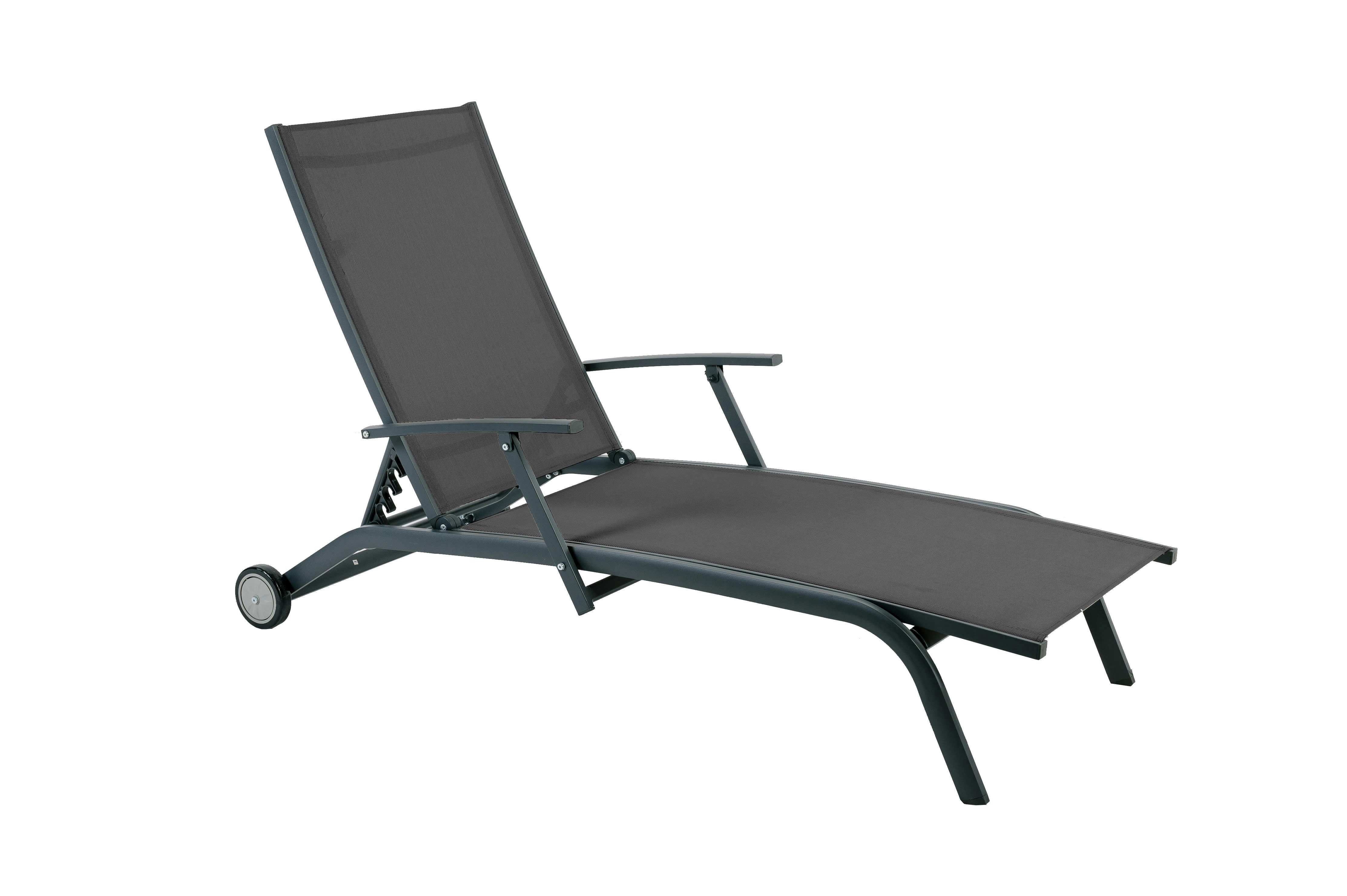 RIO - Transat à roulettes aluminium et texaline gris anthracite