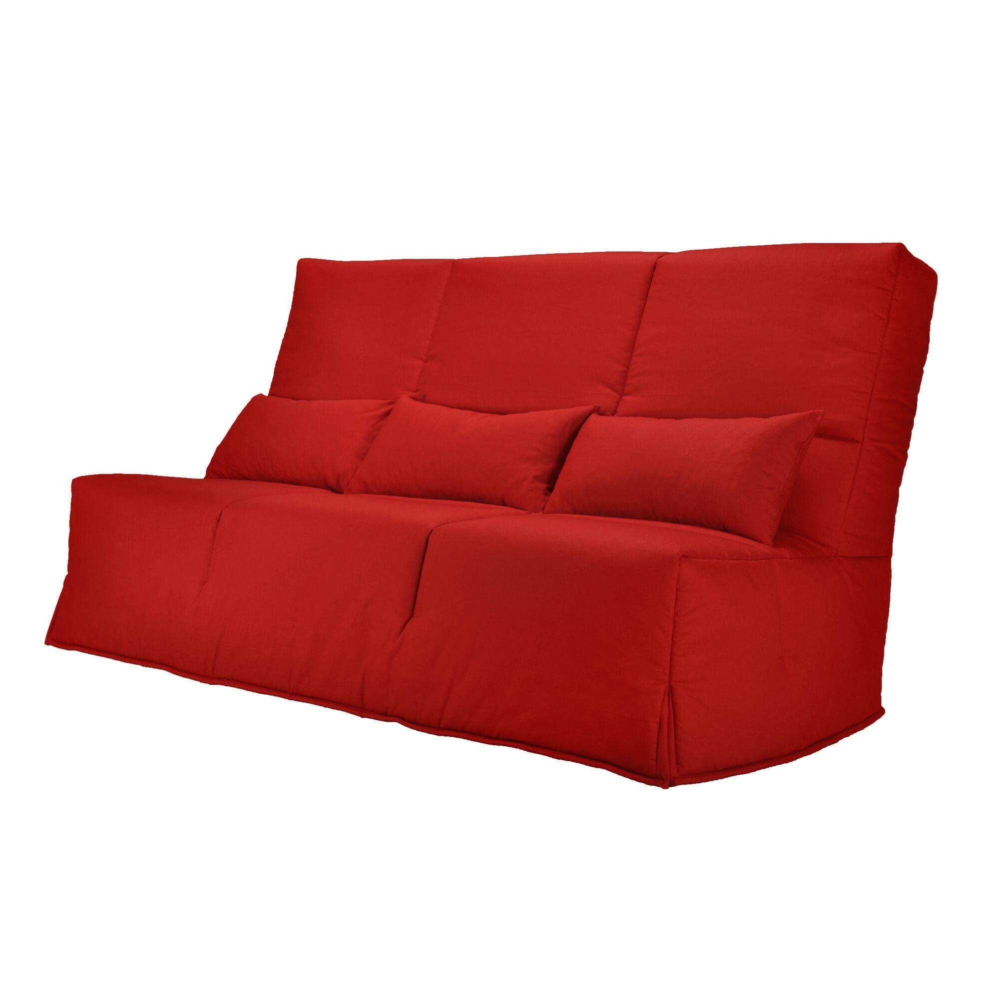 GAYA - Banquette clic-clac avec matelas latex rouge 130 x 190 cm