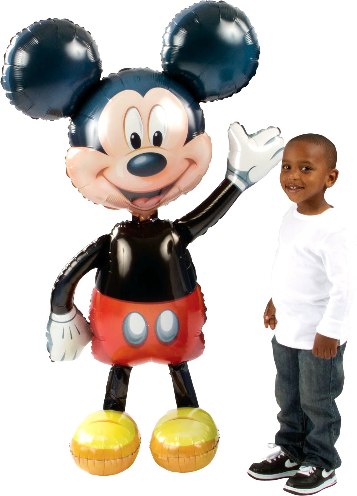 Disney Mickey Mouse Satin Giant Gliding Air-Walker Foil Balloon, Red/Black, 52-in, Helium Inflation & Ribbon Included for Birthday Party
