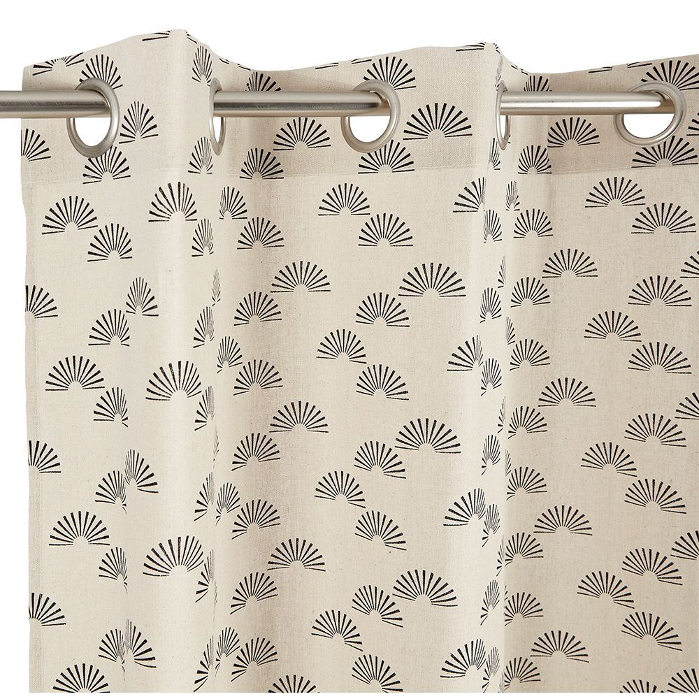 Rideau polycoton 140x240cm imprimé taupe noir