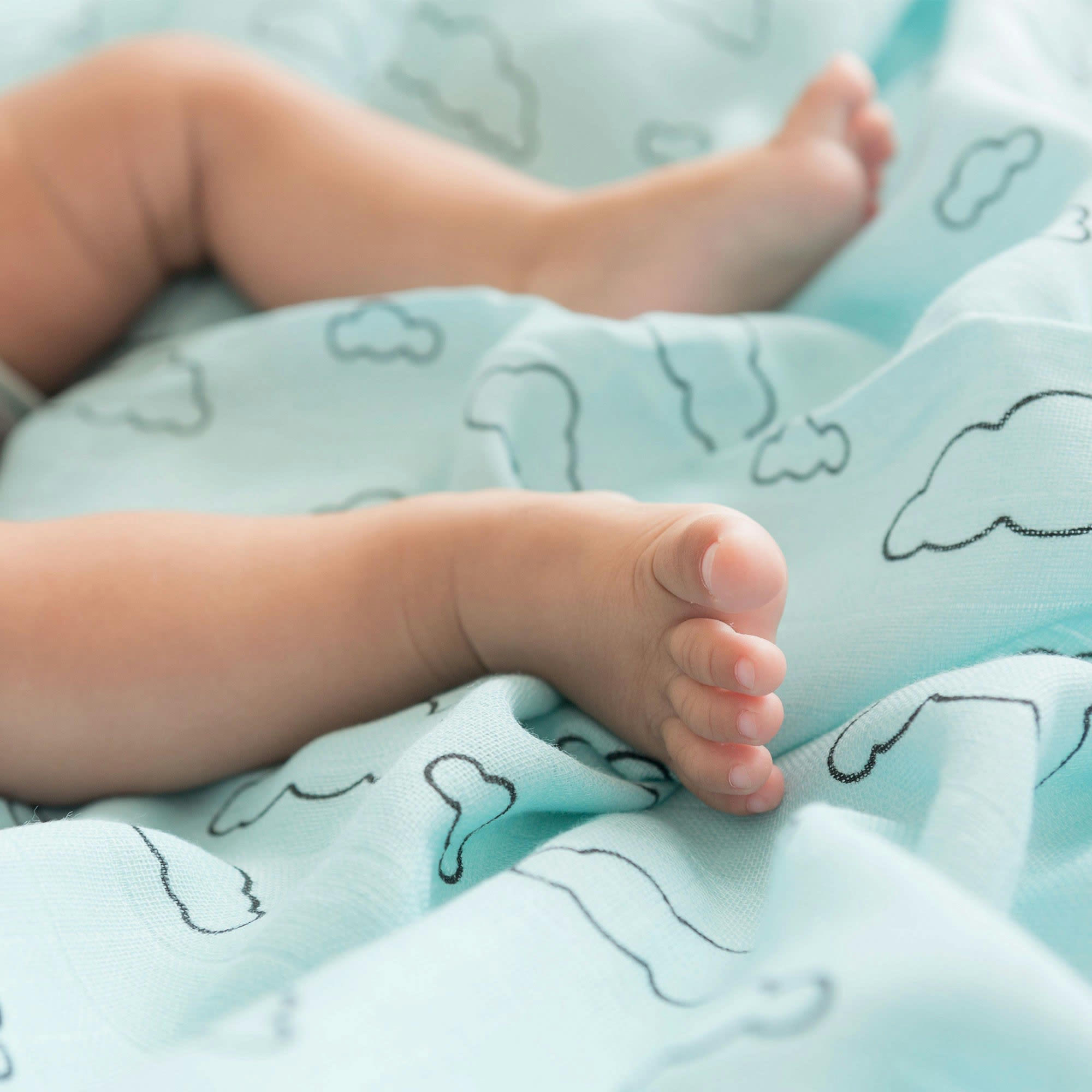 - Lot de 2 langes bébé - Modèle Nuage bébé 115X115 cm Bleu