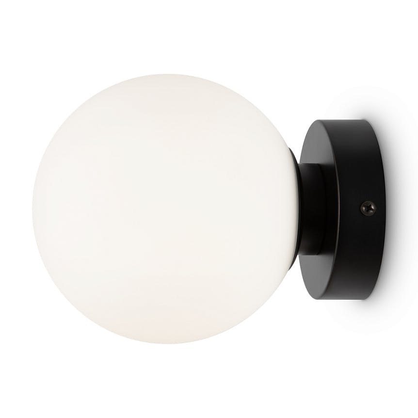 Applique globe verre dépoli - noir & blanc, 15 cm DELTONA