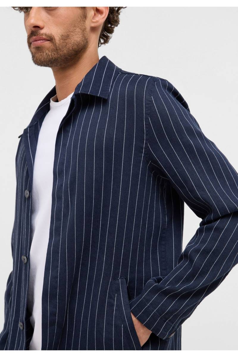 ETERNA Performance Modern Fit Hemdjacke marine, Gestreift