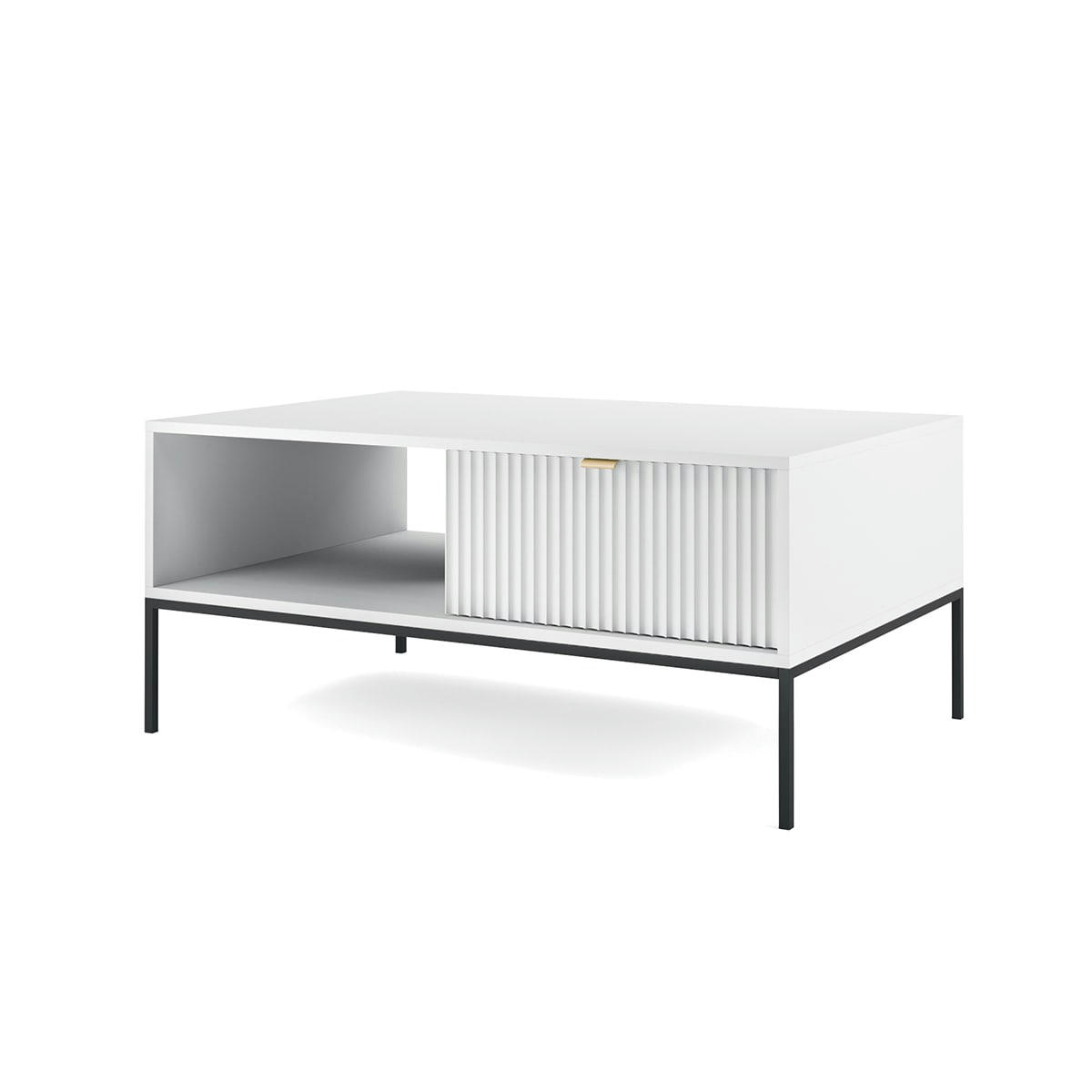 - Table basse 1 tiroir 1 niche blanc