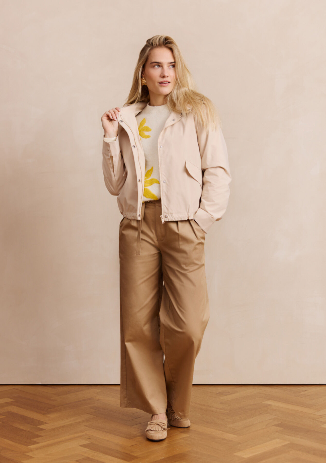 High-waist broek met wijde pijpen