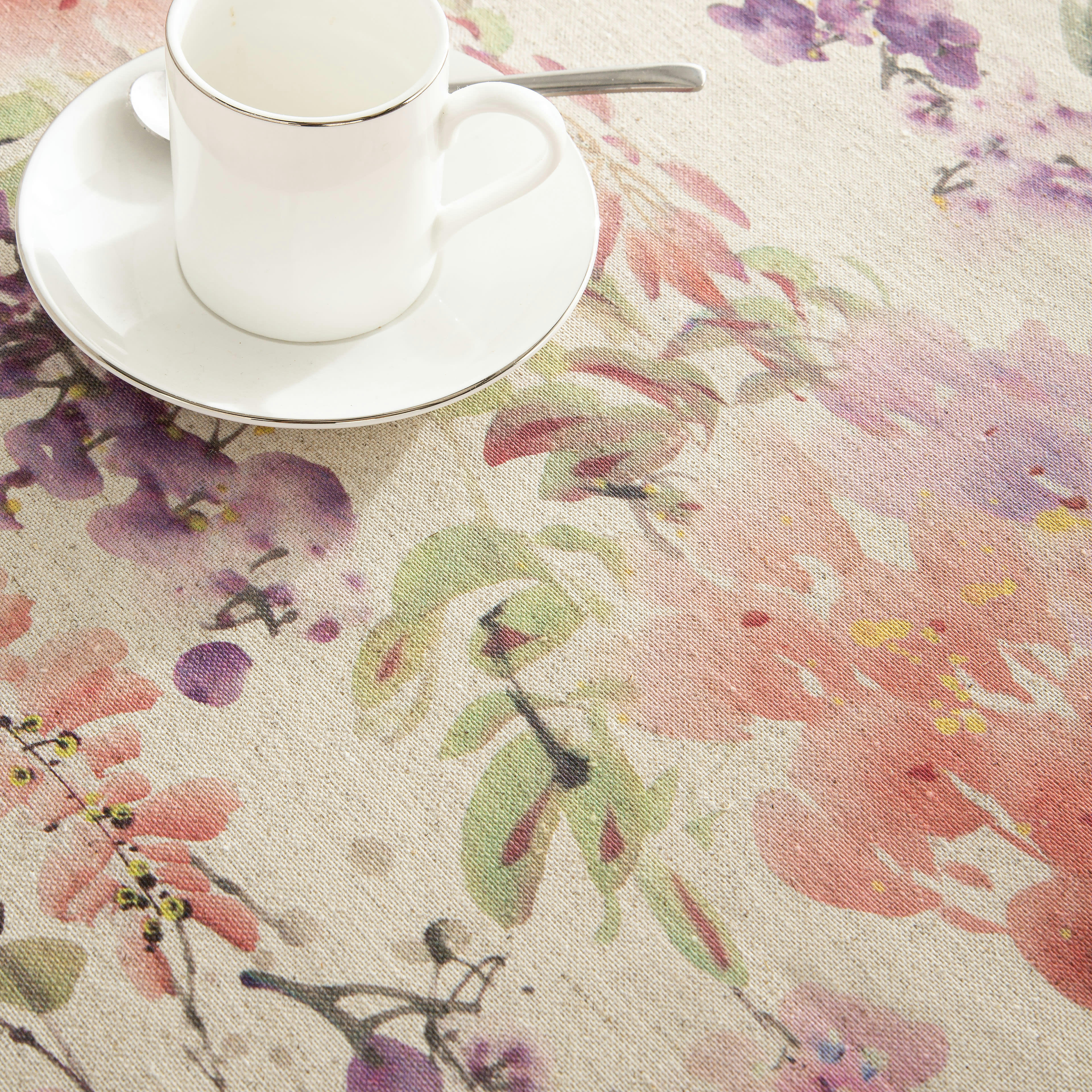 VIOLA MULTICOLOR - Nappe en lin antitâche imprimée floral 140x200 cm