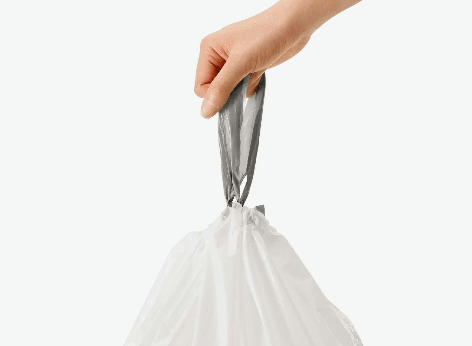 simplehuman Code A Drawstring Custom Fit Trash Can Liners, 30-pk, White, 4.5-L
