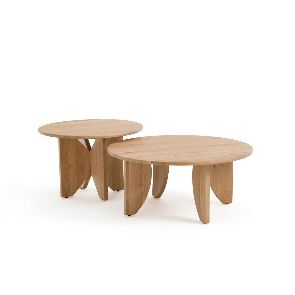 Lot de 2 tables basses gigognes chêne, Minimal