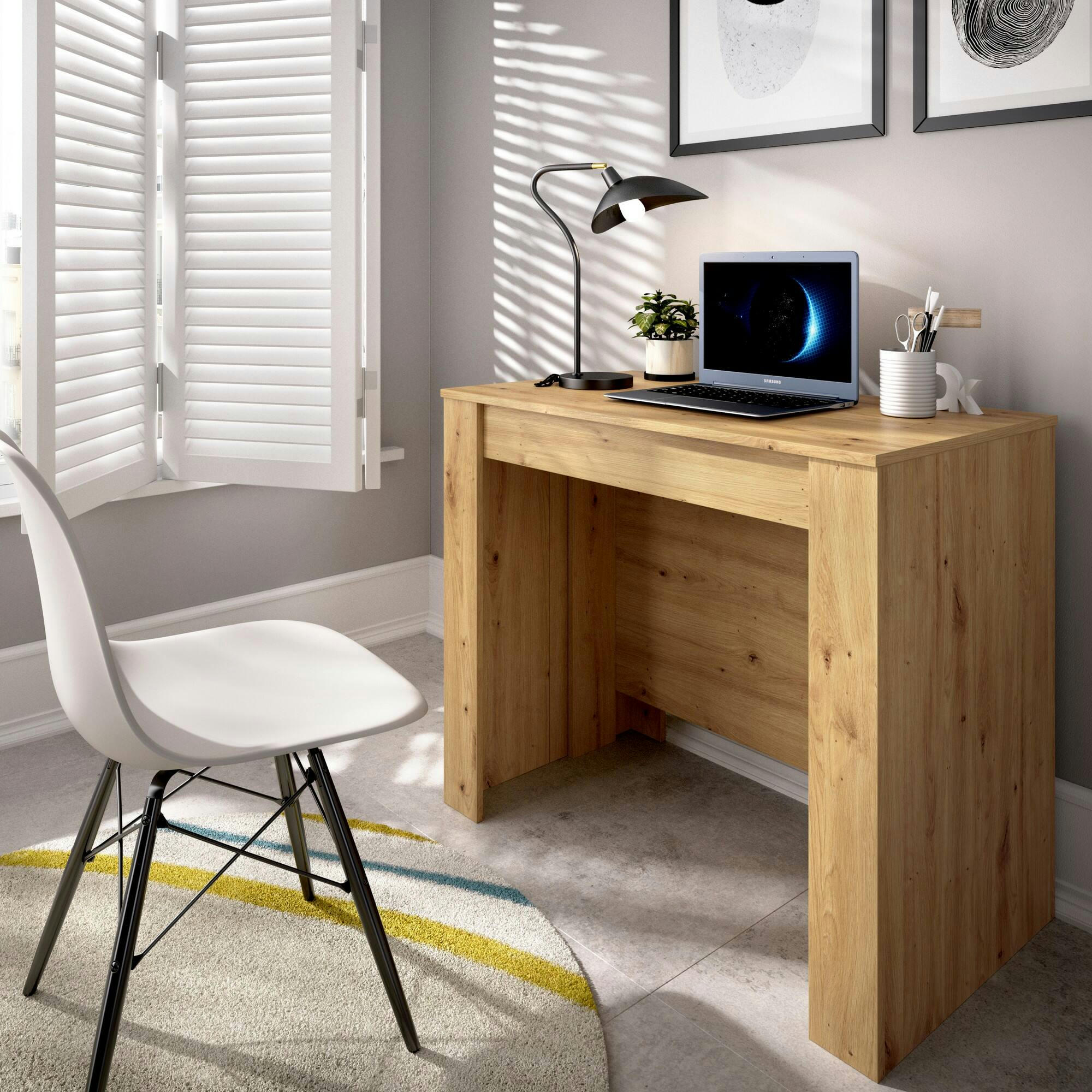 DBIRAGH - Table à rallonge effet bois chêne noueux 54/239x90