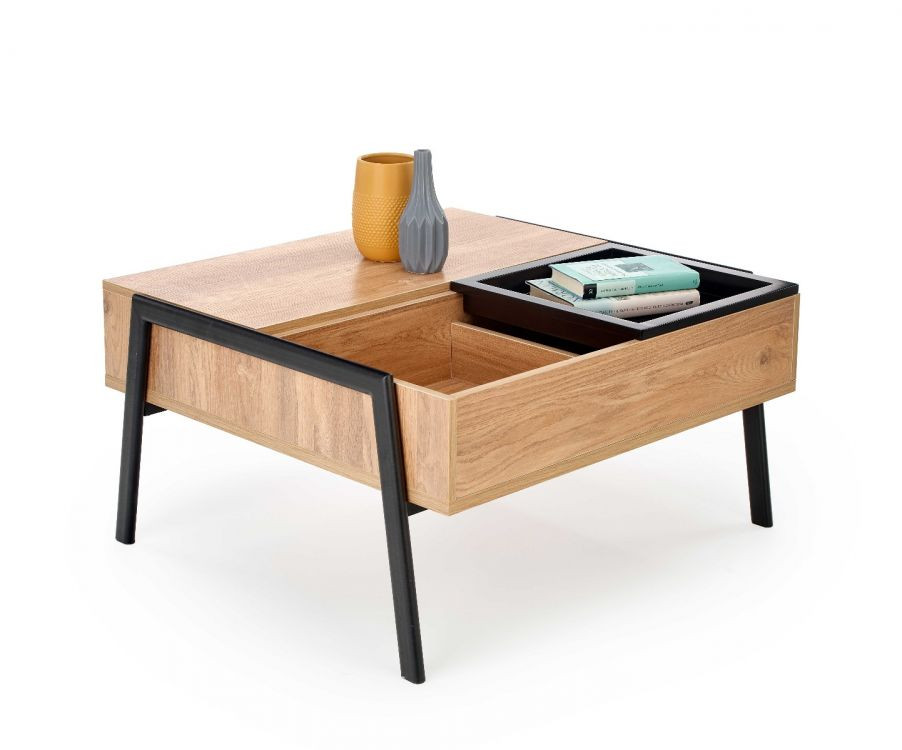 Stolik kawowy PODIUM 85x80 naturalny/czarny