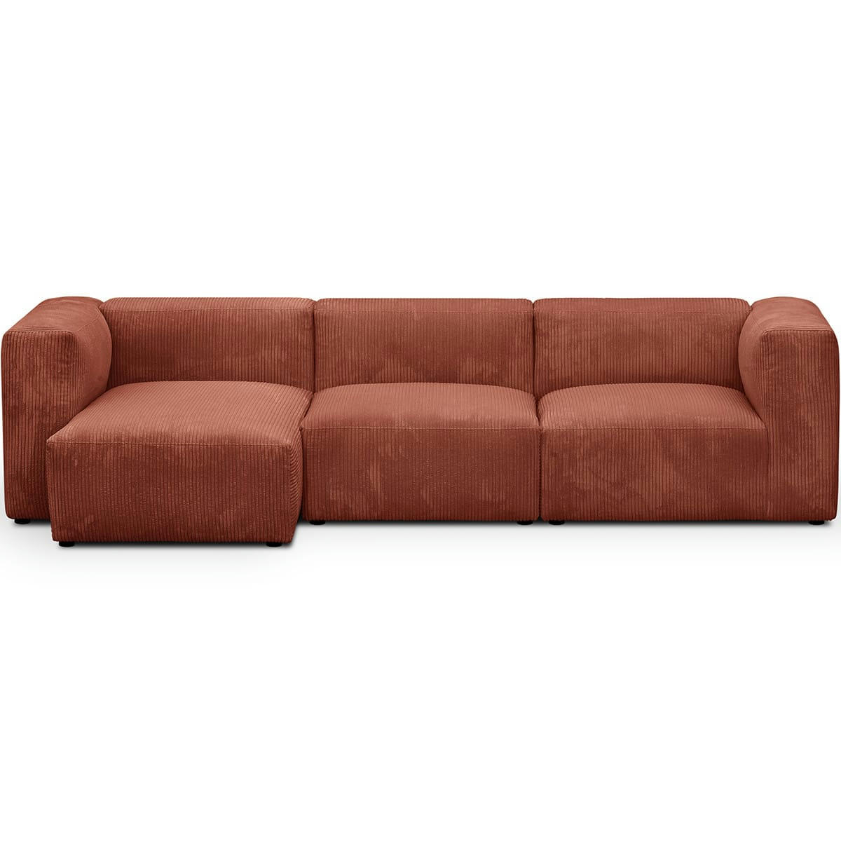 MODULO NEW - Canapé modulable angle gauche 5 places en velours côtelé rouille