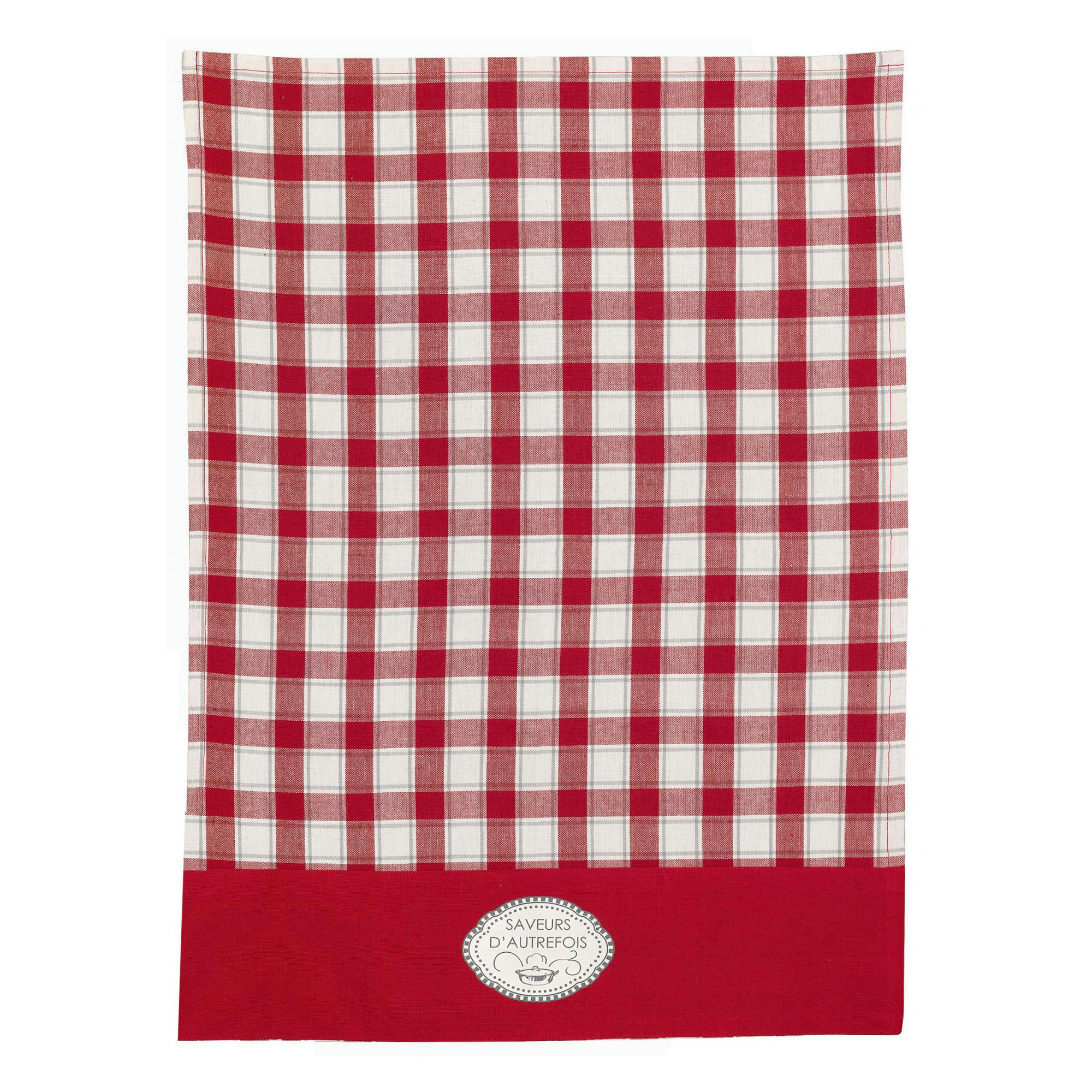 SAVEURS D'AUTREFOIS - Torchon saveurs d'autrefois en coton rouge 70 x 50