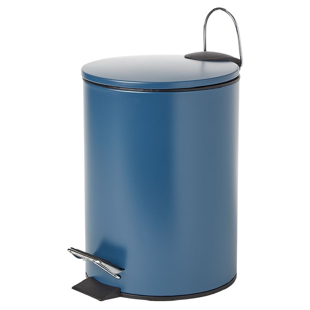 Poubelle salle de bain à pédale métal bleu 3L