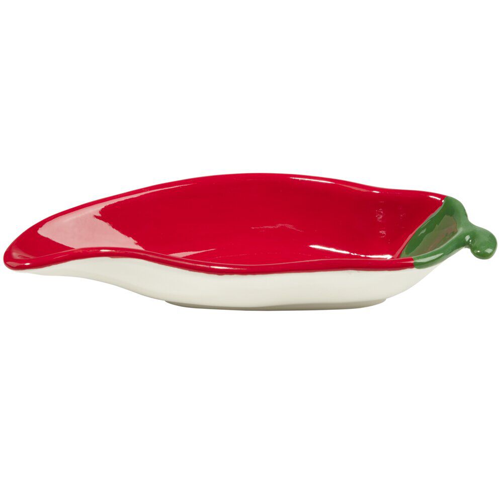 Assiette de présentation dolomite forme piment rouge L22cm