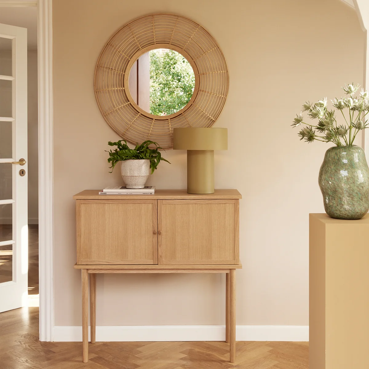 Hübsch Interior - Charm Wandspiegel, Ø 80 cm, bambus
