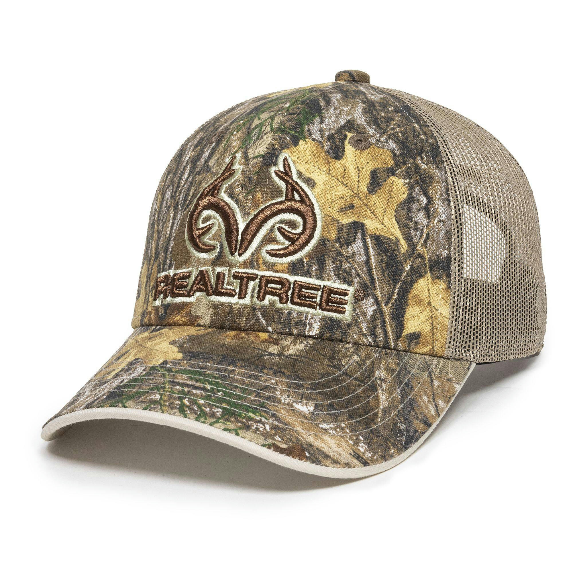 Realtree Hunting Mesh Back Baseball CaP with Adjustable Closure, Realtree Edge Camo/Khaki