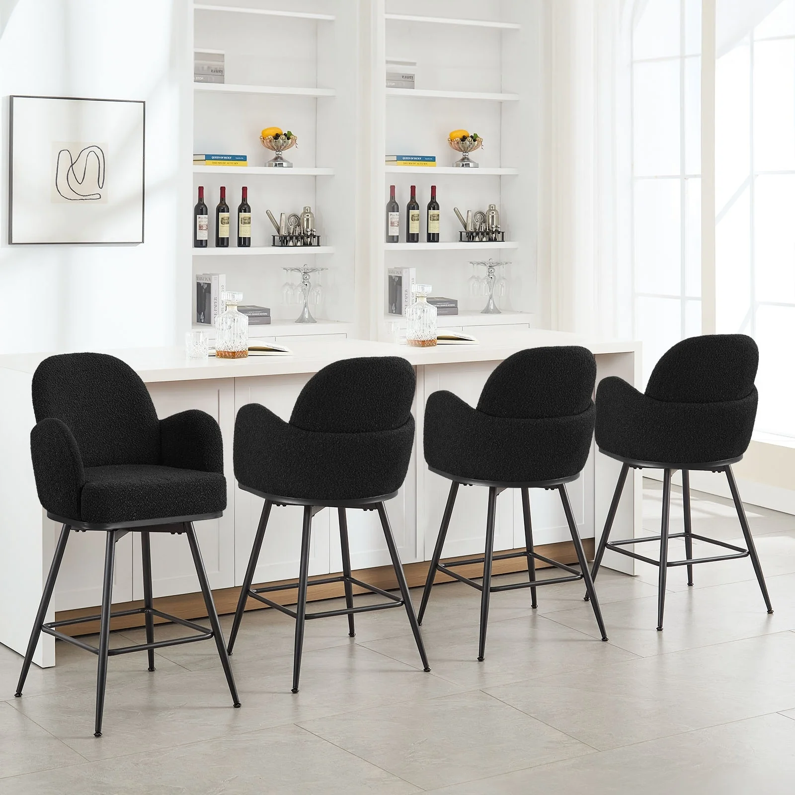 26 Fabric Counter Height Swivel Bar Stools Set of 2 - 39H x 20.5W x 22.2D