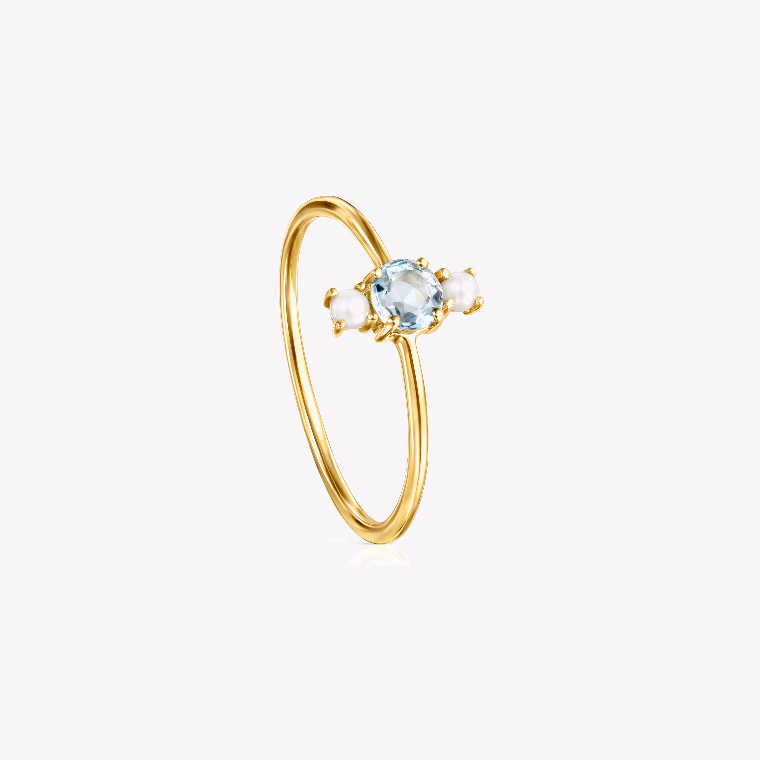 Anillo de oro con topacio facetado y perla  Mini Ivette
