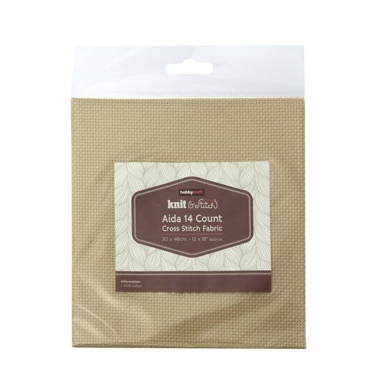 Flax Grey 14 Count Aida Fabric 30cm x 46cm