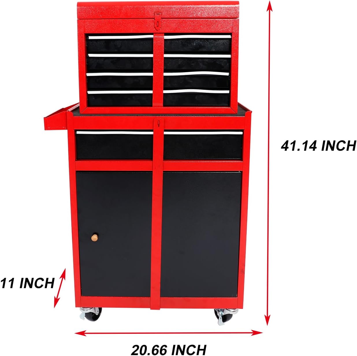 Rolling Tool Chest with 5 Drawers, Metal Storage Cabinet, Lockable Tool Storage Box Metal Organizer (Red)