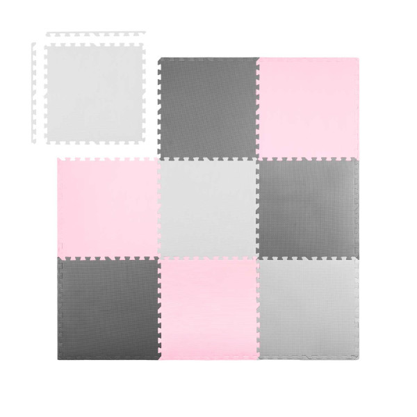 Duża mata piankowa Ricokids szaro-różowa puzzle 180x180 cm 738234