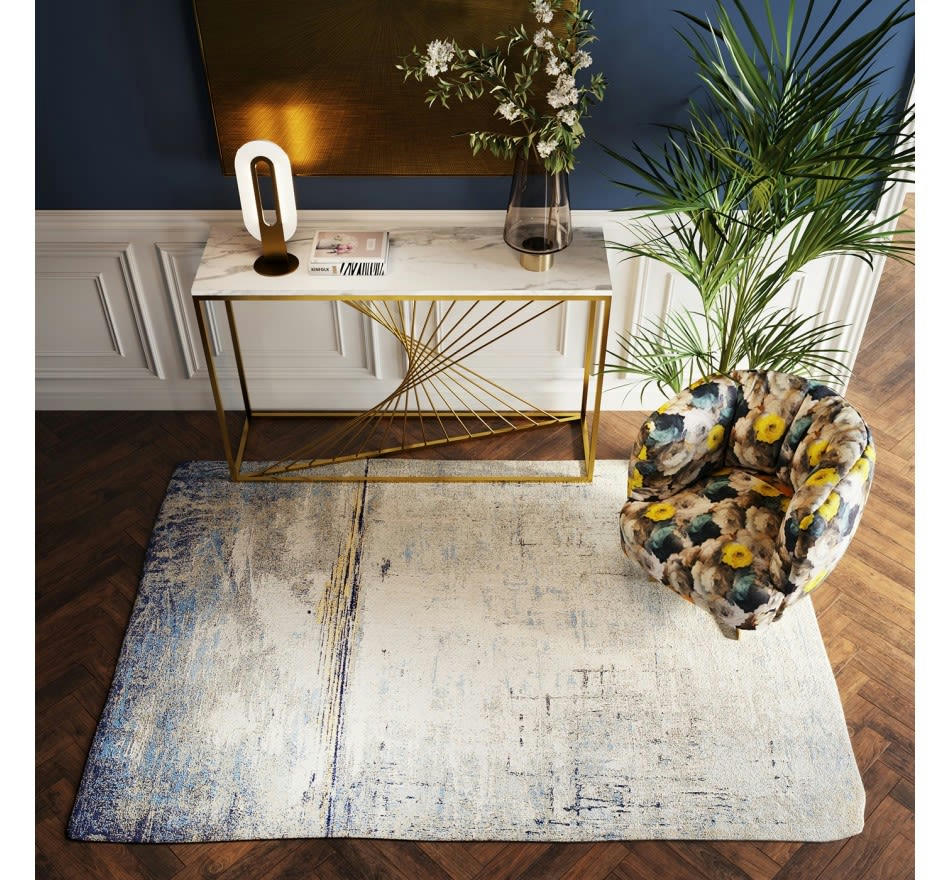 ABSTRACT - Tapis en coton bleu 240x170