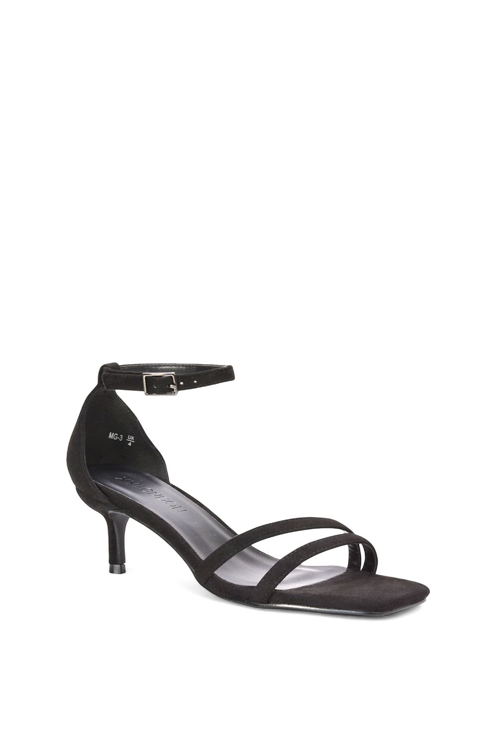 XY London Lea' Strappy Mid Kitten Heel Sandals With Square Toe